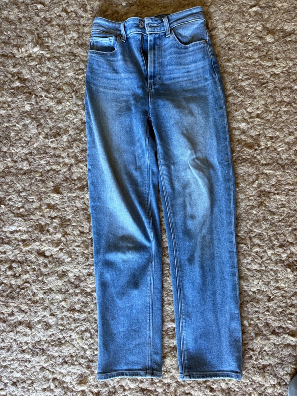 Paige Classic High-Rise Straight Leg Jeans - Light Blue